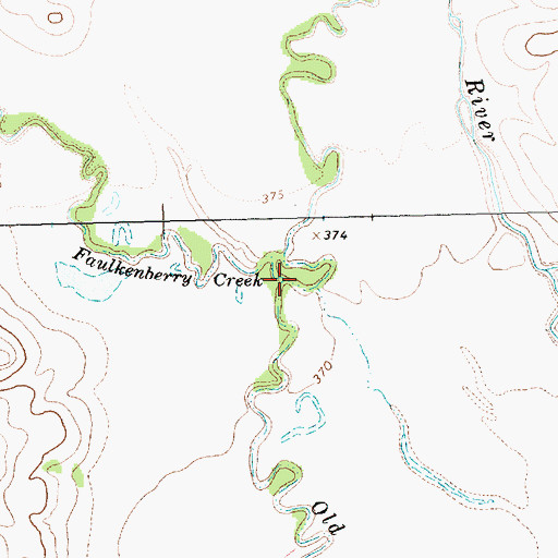 Topographic Map of Faulkenberry Creek, TX