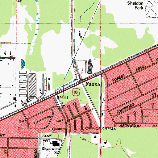 Topographic Map of Fauna, TX