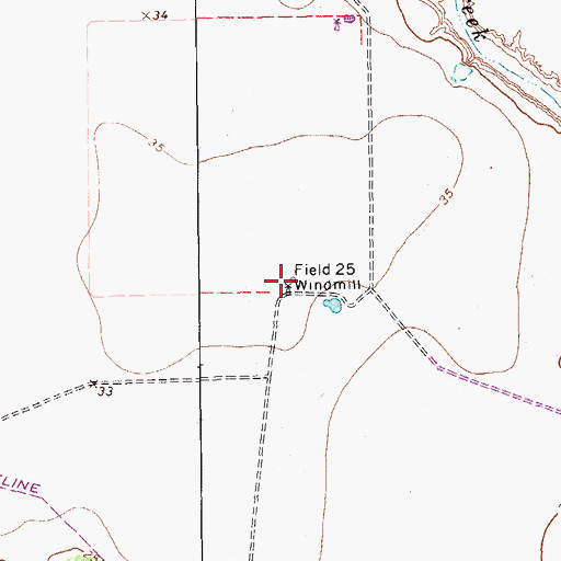 Topographic Map of Field Twentyfive Windmill, TX