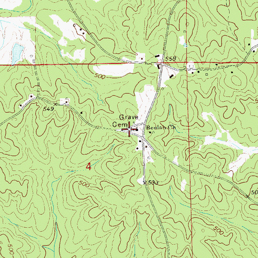Topographic Map of Beulah Cemetery, AL