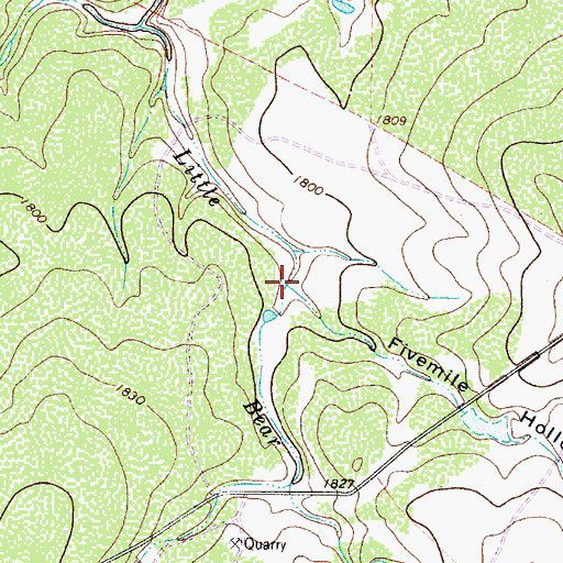 Topographic Map of Fivemile Hollow, TX