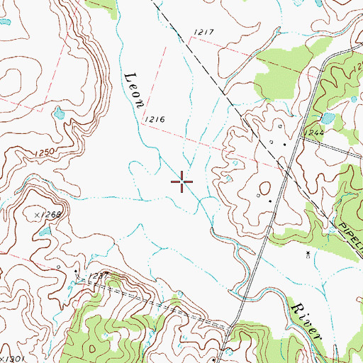 Topographic Map of Flat Creek, TX