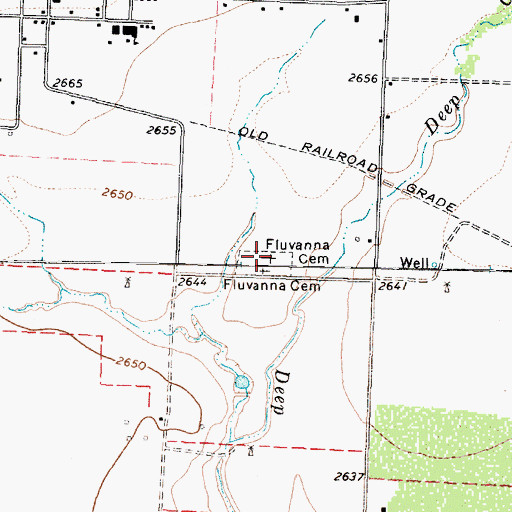 Topographic Map of Fluvanna Cemetery, TX