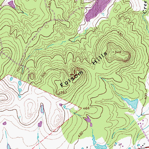 Topographic Map of Folsom Hills, TX