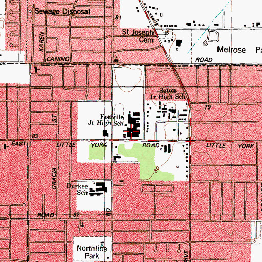 Topographic Map of Fonville Junior High School, TX