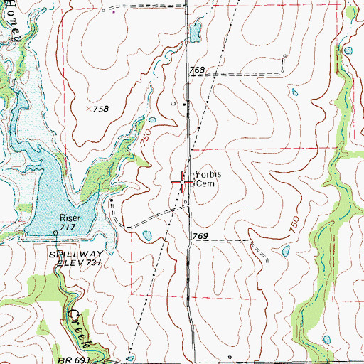 Topographic Map of Forbis Cemetery, TX