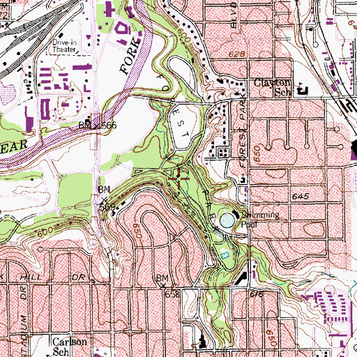 Topographic Map of Forest Park, TX