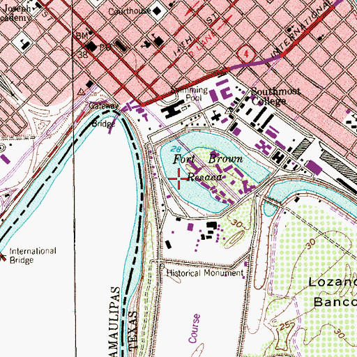 Topographic Map of Fort Brown Resaca, TX