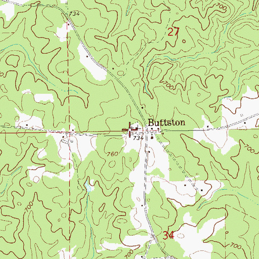Topographic Map of Buttston Cemetery, AL