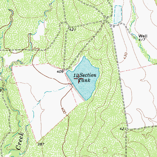 Topographic Map of Fourteen Section Tank, TX
