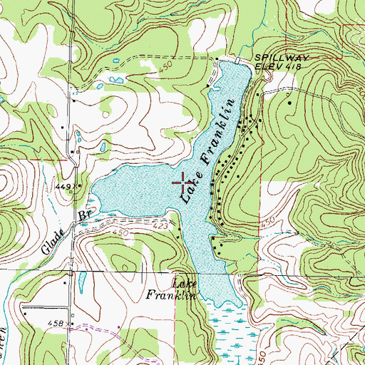 Topographic Map of Lake Franklin, TX