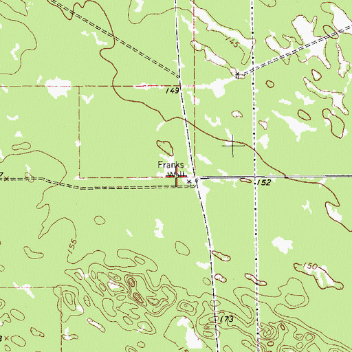 Topographic Map of Franks Well, TX