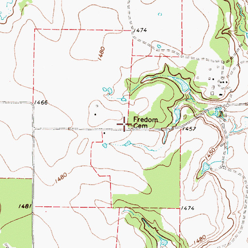 Topographic Map of Bollinger Cemetery, TX