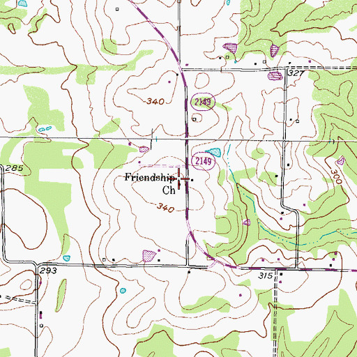 Topographic Map of Friendship Church, TX