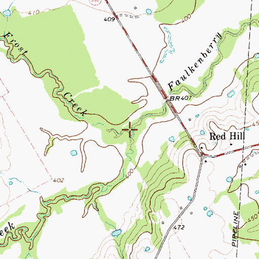 Topographic Map of Frost Creek, TX