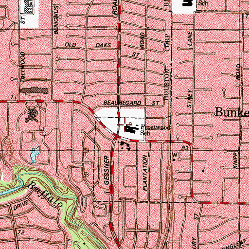 Topographic Map of Frostwood School, TX