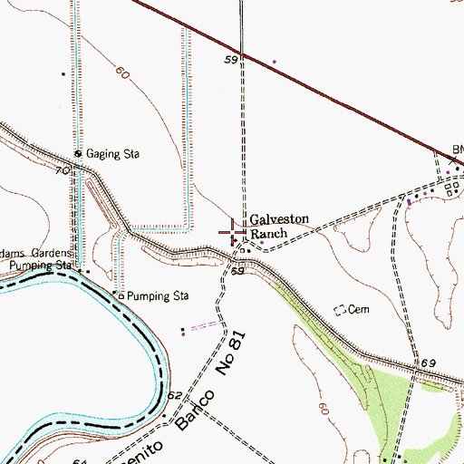 Topographic Map of Galveston Ranch, TX