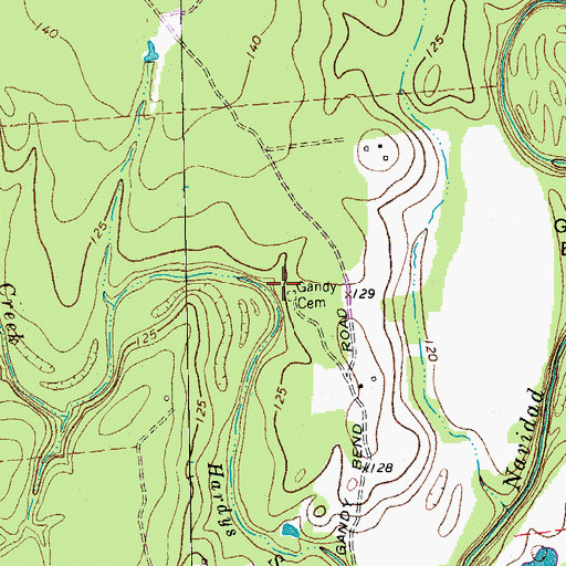 Topographic Map of Gandy Cemetery, TX