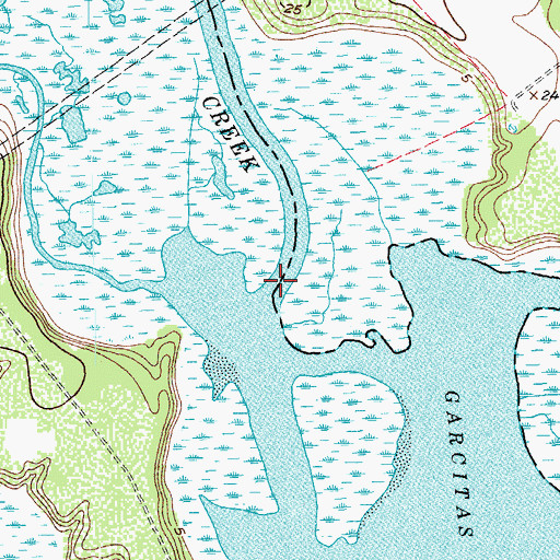 Topographic Map of Garcitas Creek, TX