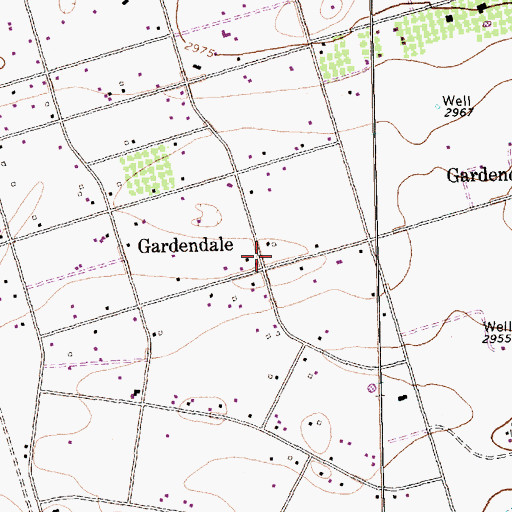 Topographic Map of Gardendale, TX