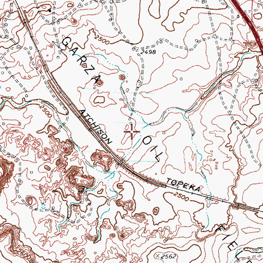Topographic Map of Garza Oil Field, TX