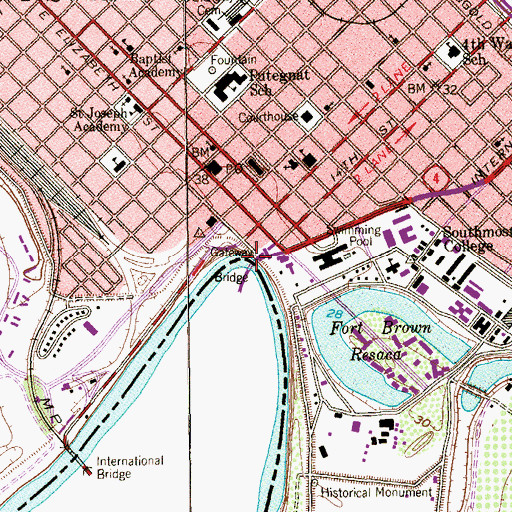 Topographic Map of Gateway Bridge, TX
