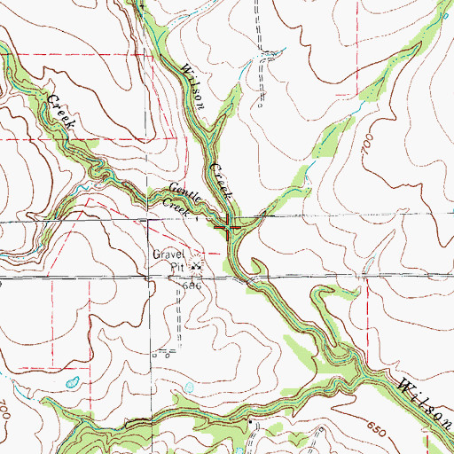 Topographic Map of Gentle Creek, TX