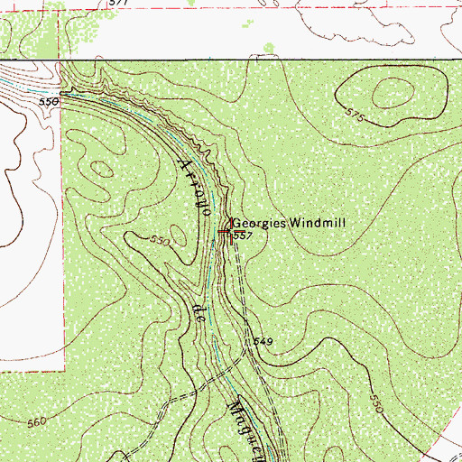 Topographic Map of Georgies Windmill, TX