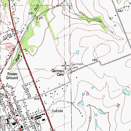 Topographic Map of German Cemetery, TX