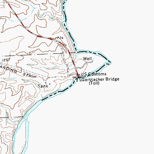 Topographic Map of Gerstacker Bridge, TX