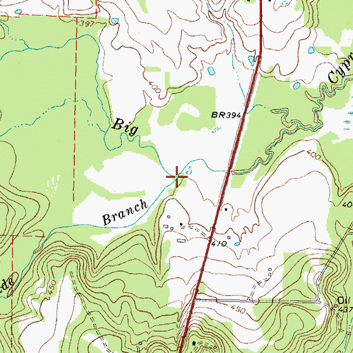 Topographic Map of Glade Branch, TX
