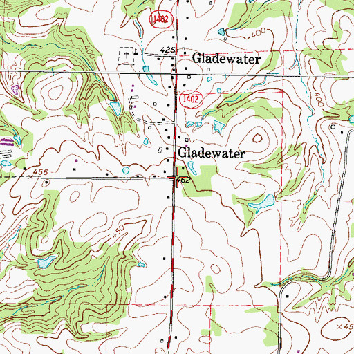 Topographic Map of Gladewater, TX