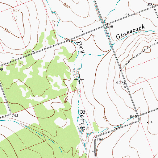 Topographic Map of Glasscock Branch, TX