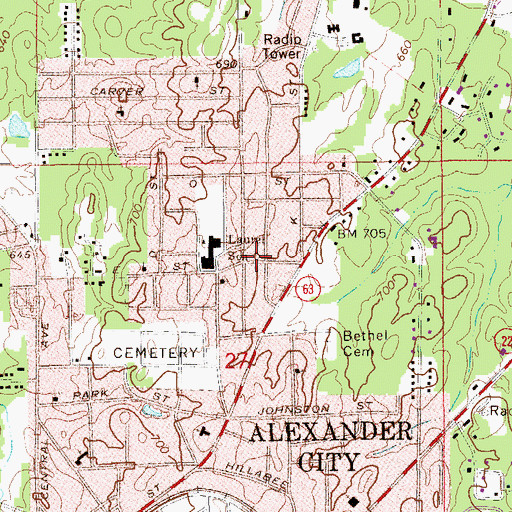 Topographic Map of Church of Christ, AL