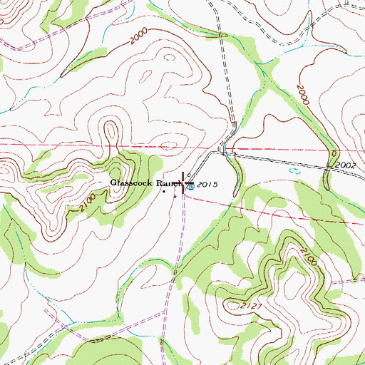 Topographic Map of Glasscock Ranch, TX