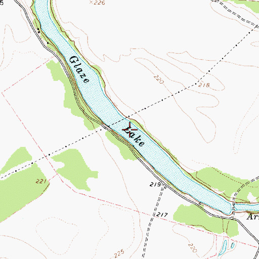 Topographic Map of Glaze Lake, TX