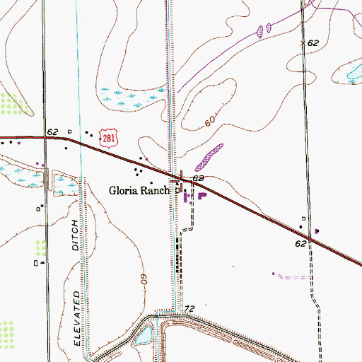 Topographic Map of Gloria Ranch, TX