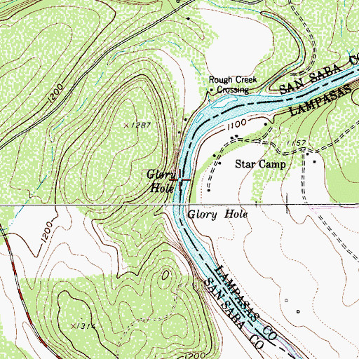 Topographic Map of Glory Hole, TX