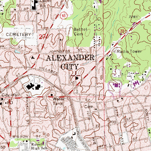Topographic Map of Church of Christ, AL
