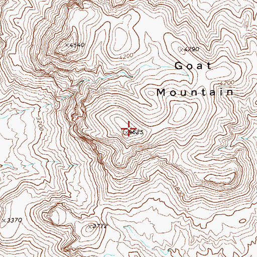 Topographic Map of Goat Mountain, TX
