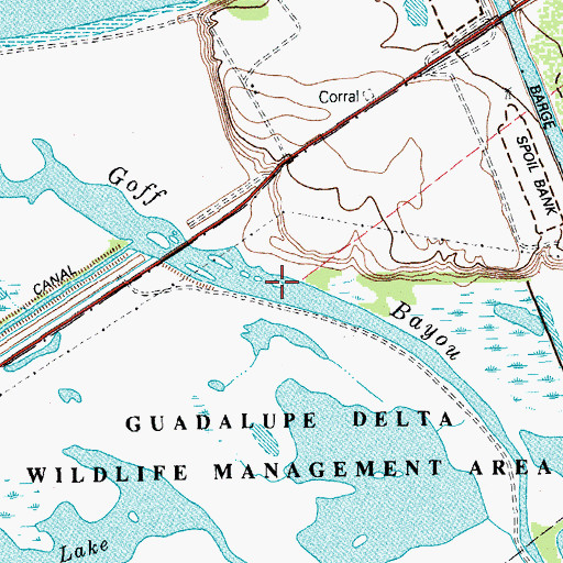 Topographic Map of Goff Bayou, TX