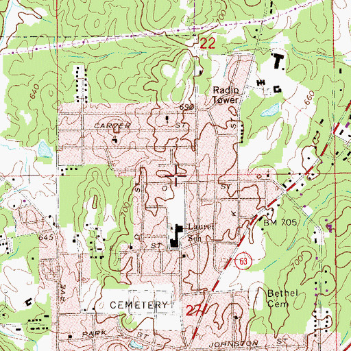 Topographic Map of Church of God, AL
