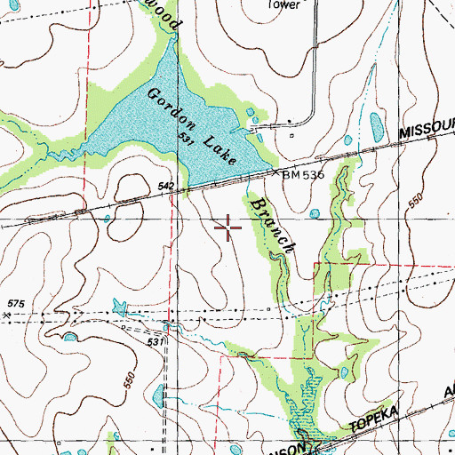 Topographic Map of Gordon Lake, TX