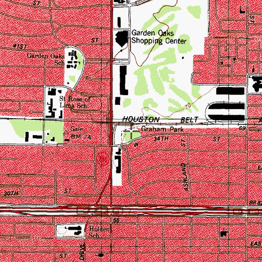 Topographic Map of Graham Park, TX