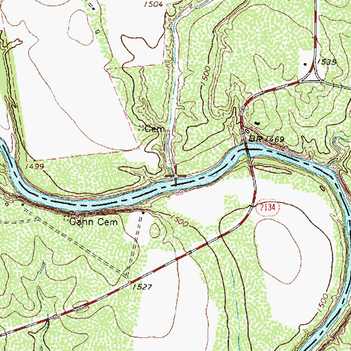 Topographic Map of Grape Creek, TX