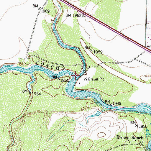Topographic Map of Grape Creek, TX