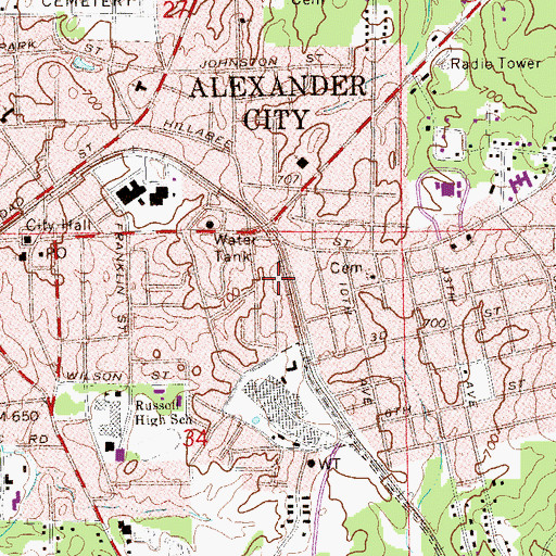 Topographic Map of Comer Memorial Baptist Church, AL