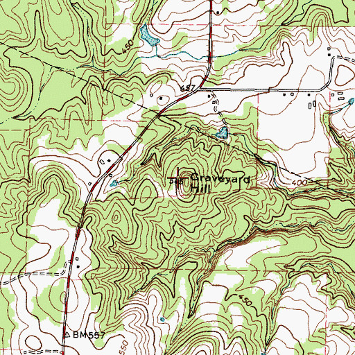 Topographic Map of Graveyard Hill, TX
