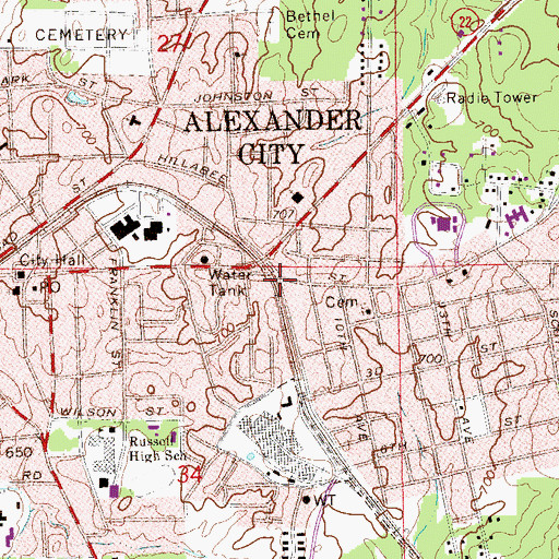 Topographic Map of Comer Memorial Methodist Church, AL