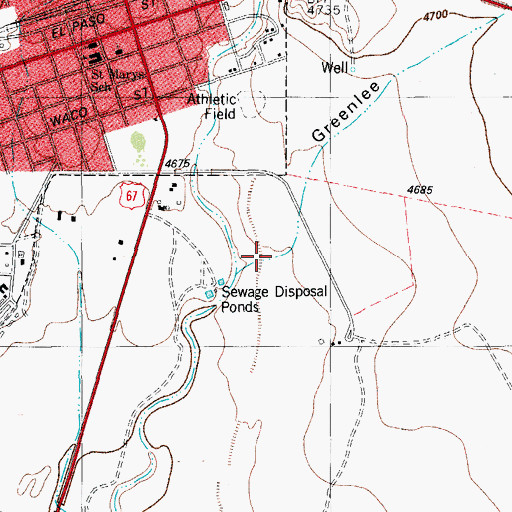 Topographic Map of Greenlee Draw, TX